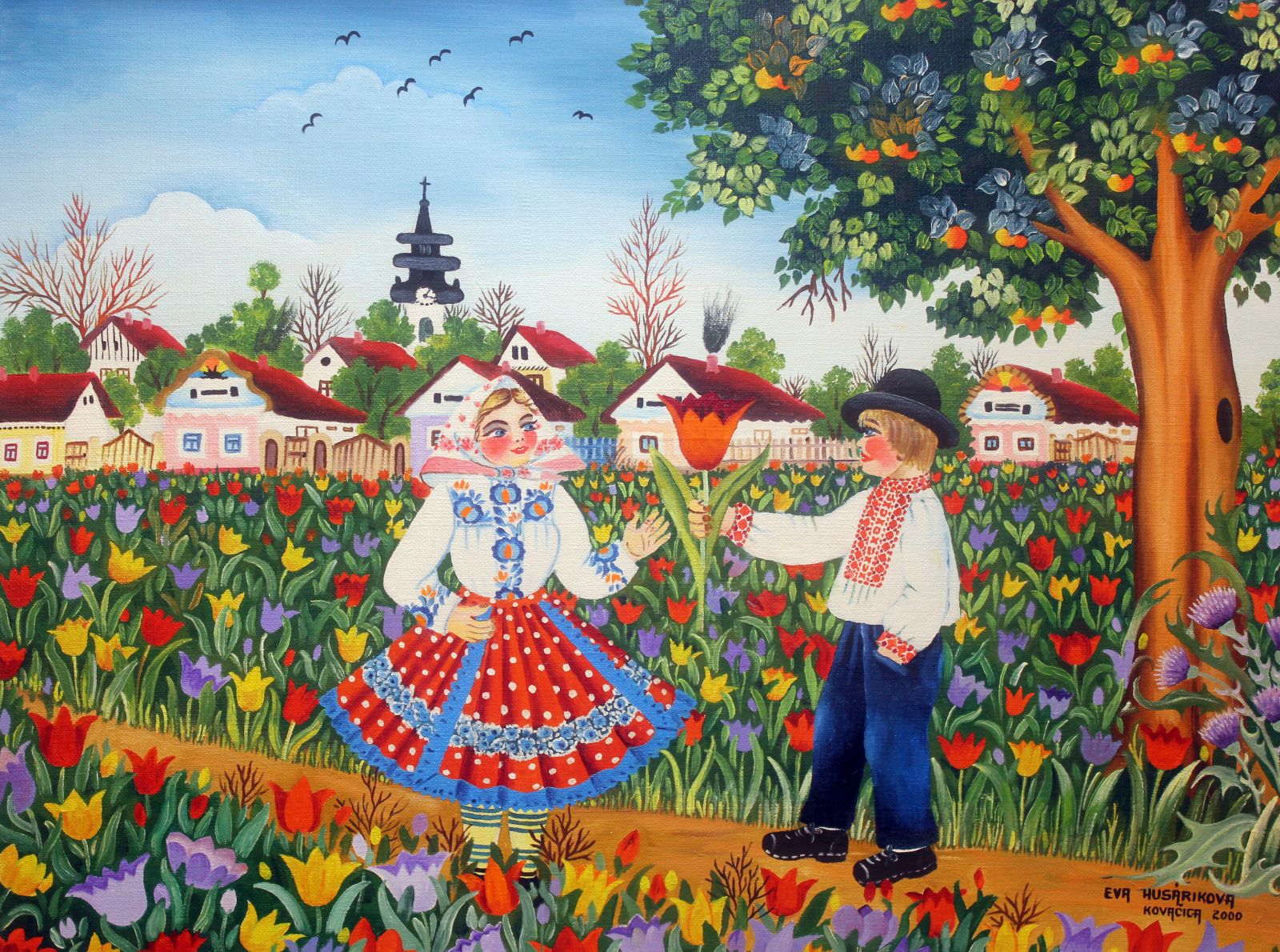 Eva Husarikova Eva Husarikova Crvena Lala 45x60 2000 Jpg Naive Art Kovacica